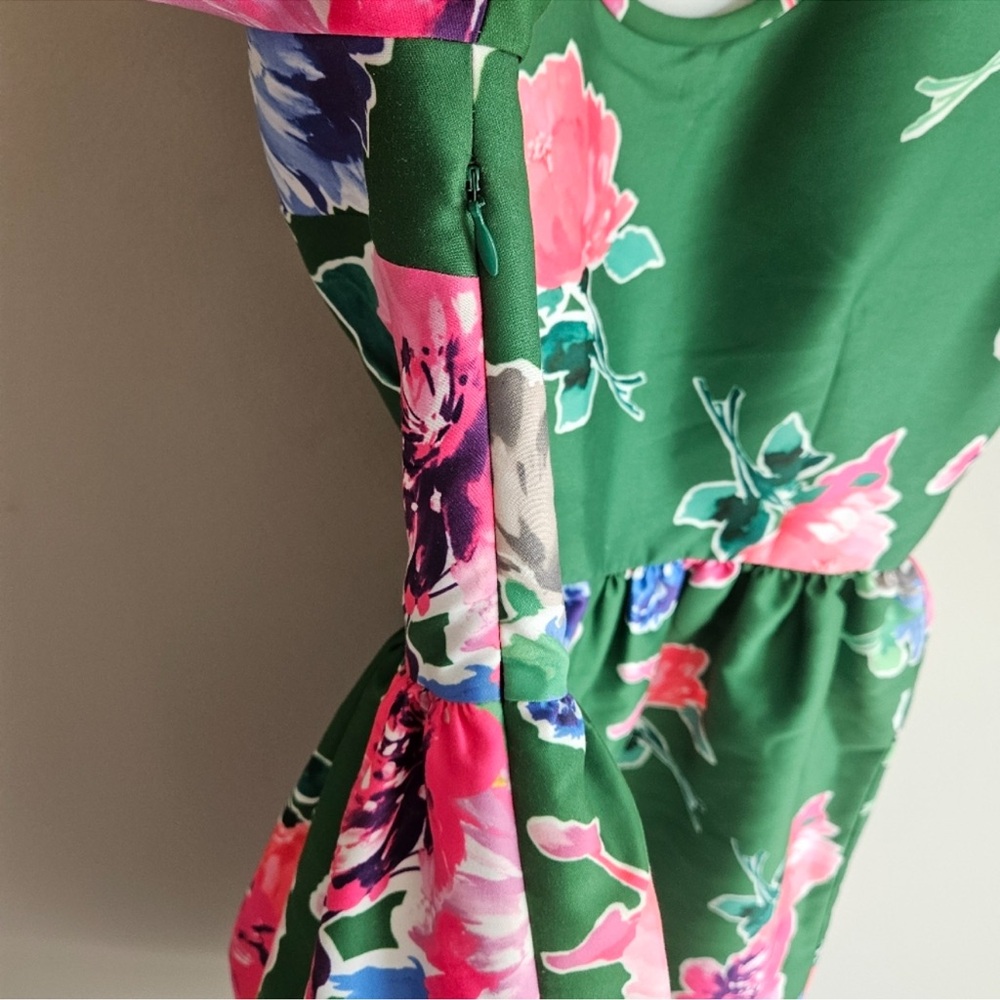 Kate Spade Floral Print Dress ♠️ Green & Pink - Picture 6 of 7